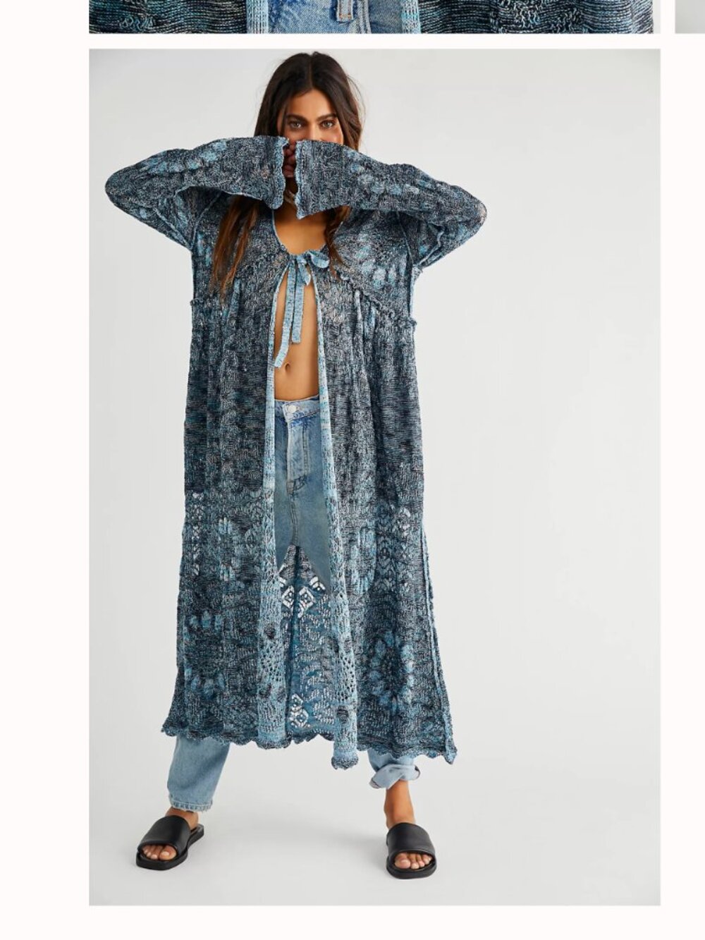 FREE PEOPLE NWT Sea Spirit Cardi Tie Front Flowing Knit Cardigan size medium